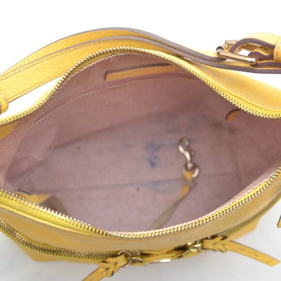 Dooney & Bourke Pebble Leather Pale Yellow Small Zipper Pocket Sac Handbag Purse - Picture 9 of 9